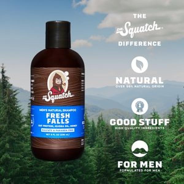 Dr. Squatch Fresh Falls Hair Shampoo Natural Shampoo for Men, 8 fl Oz