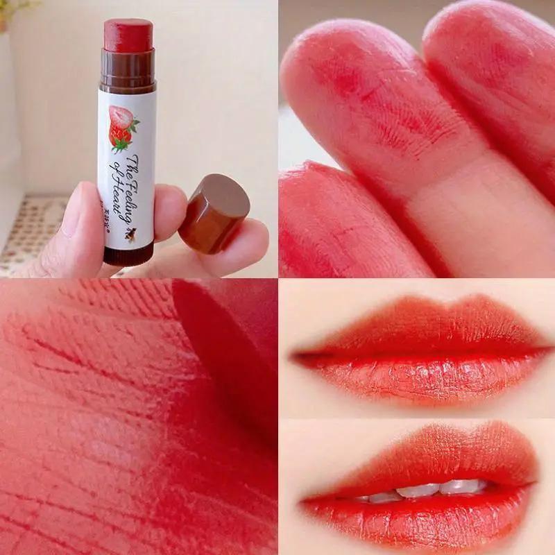 Strawberry Flavored Moisturizing Lipstick, Long Lasting Tinted Lip Balm, Hydrating Lip Gloss for Girls & Women, Christmas Gift