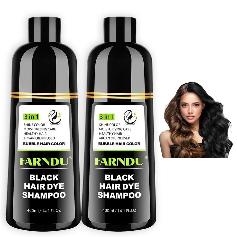 FARNDU-Hair Dye Shampoo (2 Bottles), Gray Hair Coverage, 3 in 1 (+Shampoo+Conditioner), Multiple Colors Available, 10 Mins Hair Color, Glossy and bright, For Men & Women with All Hair Types, Long Lasting, Plant extracts, Fruity aroma Ammonia-Free Mild