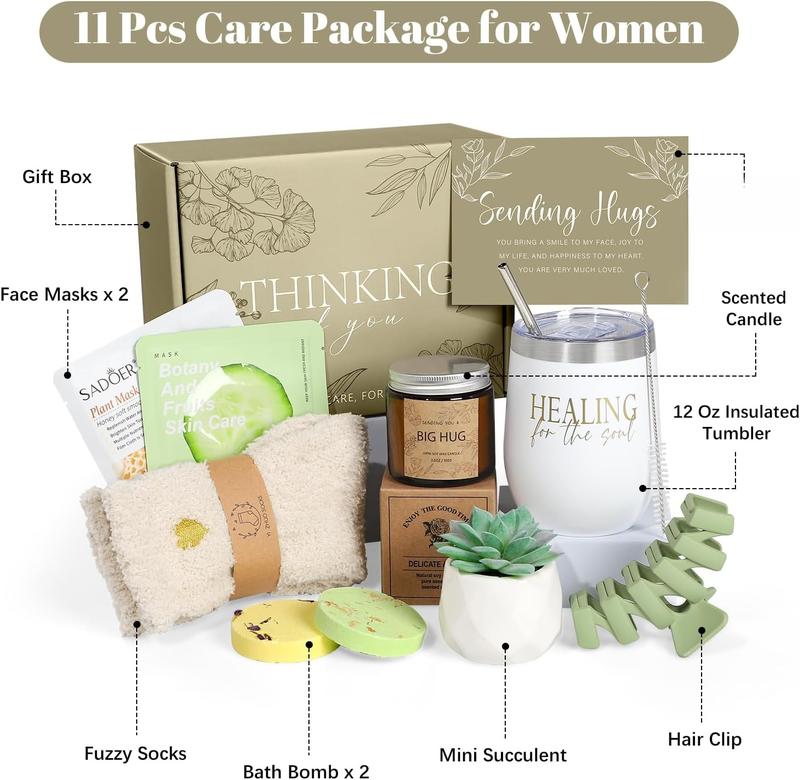 Thinking of You Care Package for Women - Get Well Soon Gift Basket for Sick Friend After Surgery Gifts Feel Better Gifts for Women, Sympathy Gift Baskets Sending Hugs, Self-Care Spa Gifts for Women