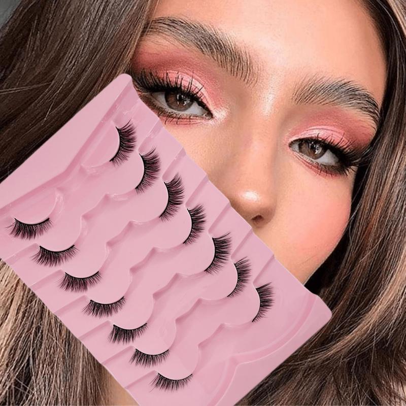 Natural Fluffy Wispy False Lashes, 7 Pairs Cat Eye False Eyelashes Lash Extension Kit for Women, Lash Extensions Kit, Eye Makeup Cosmetic Beauty Gifts, Eyelash Extension Strip, Summer Gifts for Her, Christmas Gift