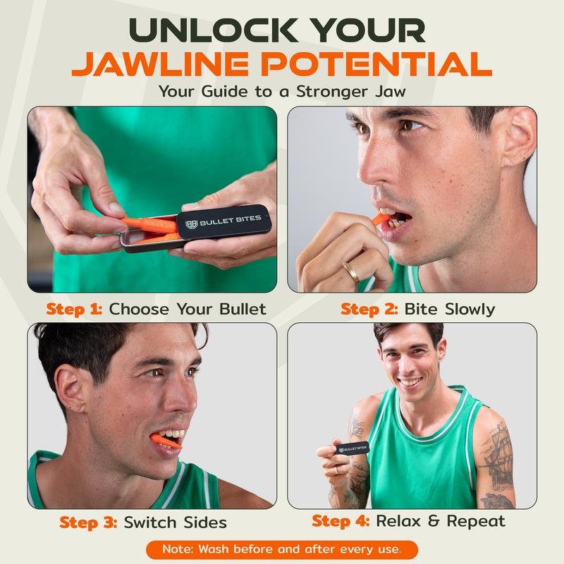 BULLET BITES Jaw Trainer | Ultimate Gym Companion | Chisel Jawline | Activates All Facial Muscles | 3 Resistance Levels