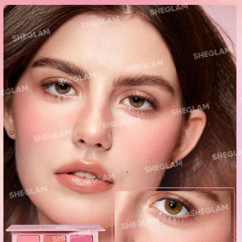 SHEGLAM Sweet Cheeks Blush Trio-Sunset Cruise 3-Color Powder Blush Palette Non-Fading Multi-Use Non-Greasy Shimmer Lightweight Velvet Smooth Blusher