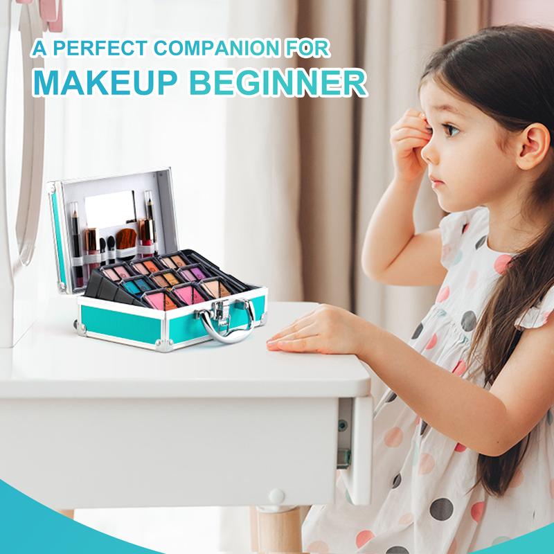 Color Nymph Beginner Makeup Kit for Teens - Complete Set with Train Case, Eyeshadow Palette, Blushes, Bronzer, Highlighter, Lipstick, Brushes, and Mirror Cosmetic makeup set teen makeup