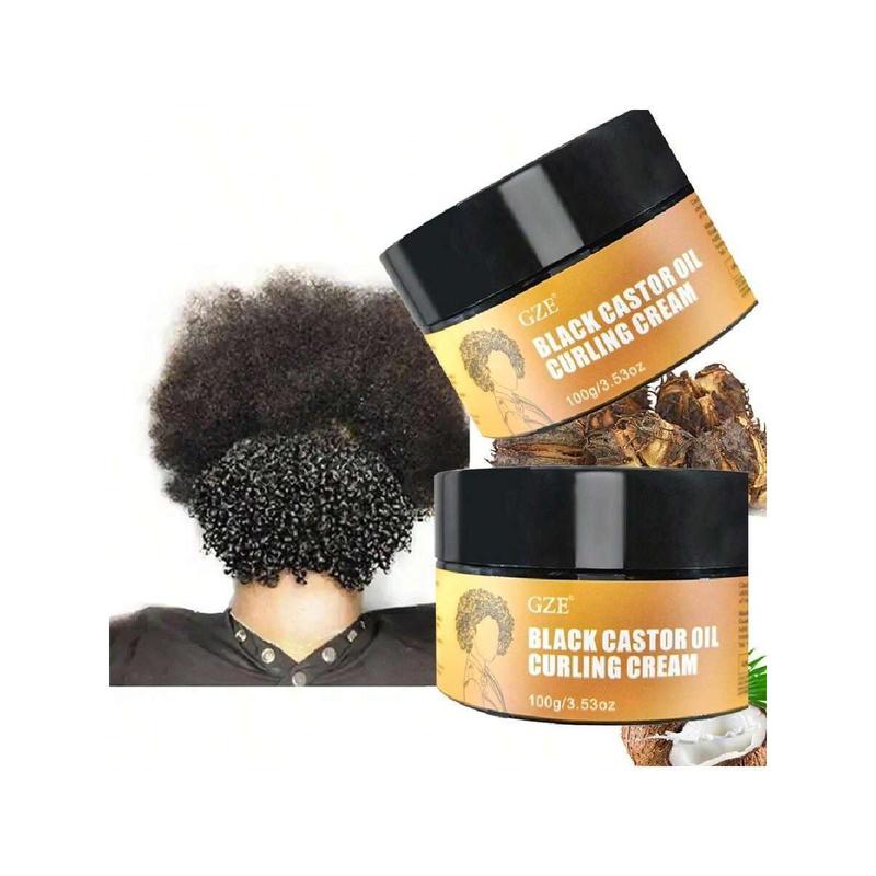 GZE Black Castor Oil Curl Defining Cream Non-Stick Hydrates & Eliminates Frizz, Hair-Smoothing Anti-Frizz Cream To Define All Curly Types & Hair Textures Curling Perfection Cream For Women And Men