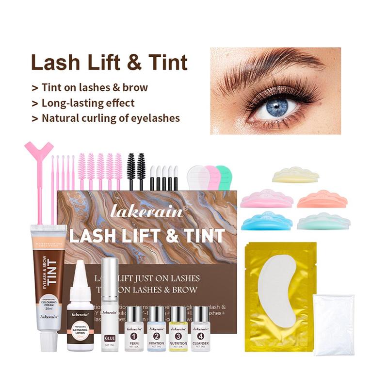 2 in 1 Eyelash Lift & Eyebrow Dye Kit, 1 Set Natural Curl Eyelashes Dye Kit, Professional Eye Makeup Tool for Women