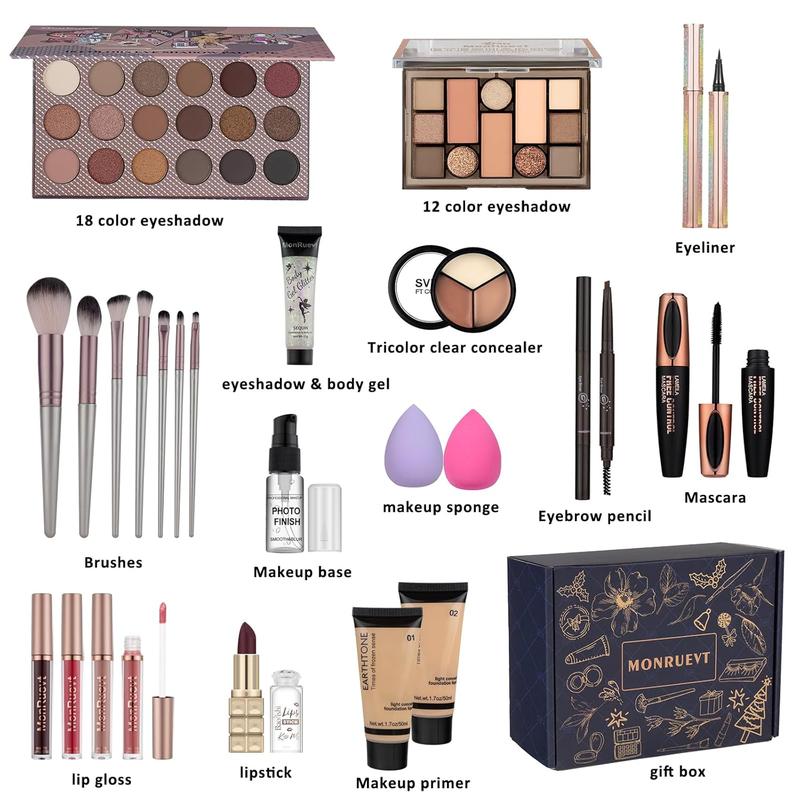 Makeup Kits for Teens Makeup Kit for Teenager Women Full Kit Makeup Gift Set for Teen Girls Eyeshadow Palette Foundation Concealer Makeup Gift Set for Women Powder Pack