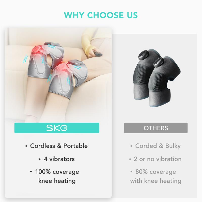 Elon Musk Mom'S Same Version - SKG Knee Massager with Heat And Vibration, Knee Massager Device, Cordless Heated Knee Brace, Portable Knee Massager, Gifts For Men Women massaging device knee  pain relief