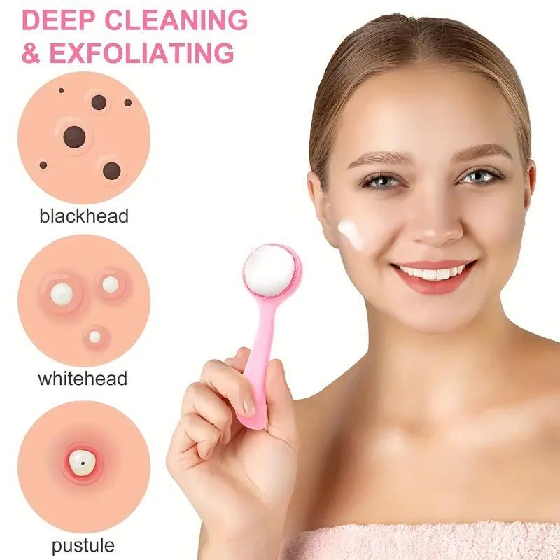 Silicone Facial Cleansing Brush for Women, 2 Counts Comfort Soft Face Scrubber Brush for Daily Use, Face Deep Cleaning & Massage Tool, Summer Skin Care Tool, Fall Gift, Night Routine, Christmas Gift