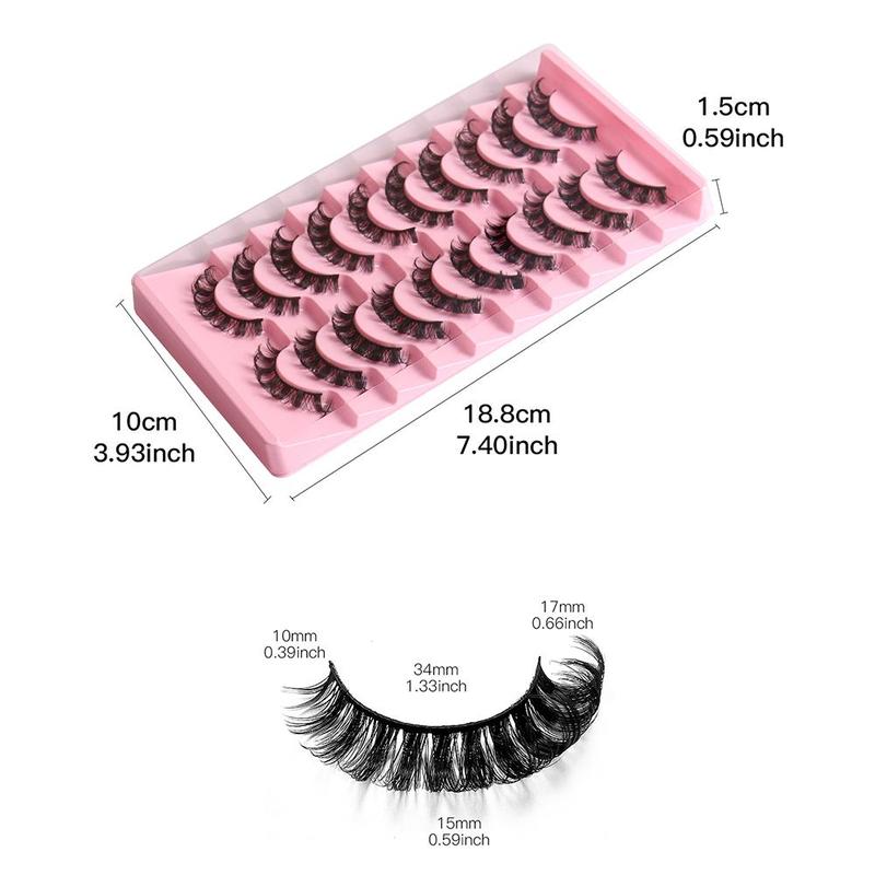 Fluffy Natural False Eyelashes for Lash Extensions, 10 Pairs Thick Curly Faux Eyelashes, Natural Curling Full Volume Cluster Lashes for Lashes Extensions