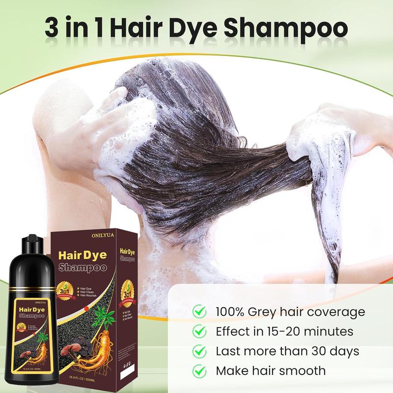 Coffee Hair Dye Shampoo 3 in 1 for Gray Hair, Long-lasting & Natual Hair Color Shampoo, Instant Hair Dye for Men Women, Effect in Minutes 16.9 Fl Oz(Coffee) Haircare