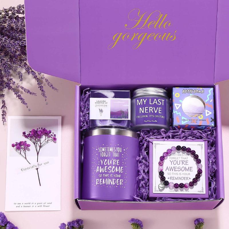 Christmas Thanksgiving Birthday Gifts for Women Self Care Gifts Relaxing Spa Gifts Care Package Unique Anniversary Violet Gifts Basket Kit for Mother Wife Bset Friend Sister Her