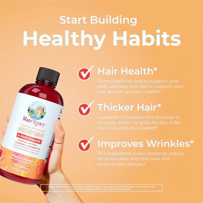 Liquid Multivitamin + Hair Growth Formula, Potent for Thicker Hair, Minimize Wrinkles & Fine Lines, Anti-Aging Skin & Hair Solution, Enriched with B Vitamins Healthcare