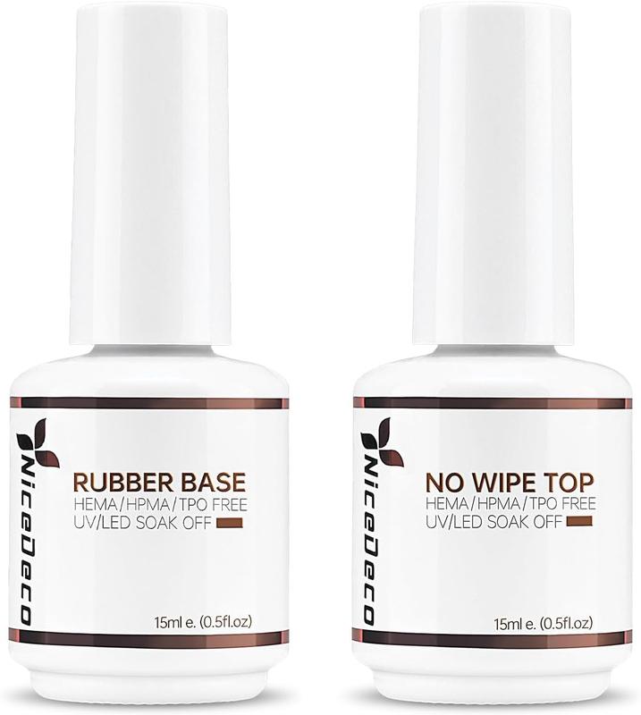 Nicedeco Clear Rubber Base Gel Polish and No Wipe Gel Top Coat