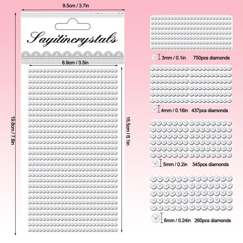 1792 pcs self-adhesive face gems (3 4 5 6 mm) for eyes, body, and nails. Includes crystal stickers and a pick-up tweezer for easy application.