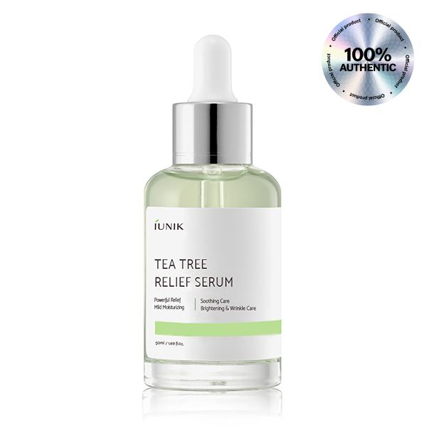 IUNIK Tea Tree Relief Serum - Official Product Vegan Non-Sticky Skin Moisturizer Facial Serum for Soothing Irritated & Acne-Prone Skin (1.69 fl oz)