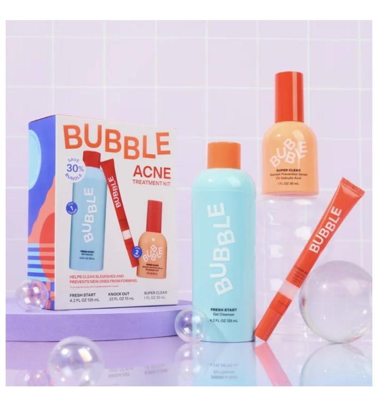 Bubble Skincare Acne Kit, All Skin Types, 3 Items Included