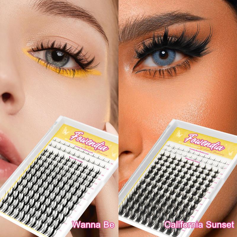 Fowendia Manga Lashes Cluster Lashes C D Curl DIY Lashes Extension Kit and Lash Clusters Fall Deals For You Campaign 8-18mm with Bond, Seal, and Remover - Ultra-Thin Transparent Bands, No-Glue Lower Lashes, Lash magic Anime Fake Eyelashes Extensions Kit