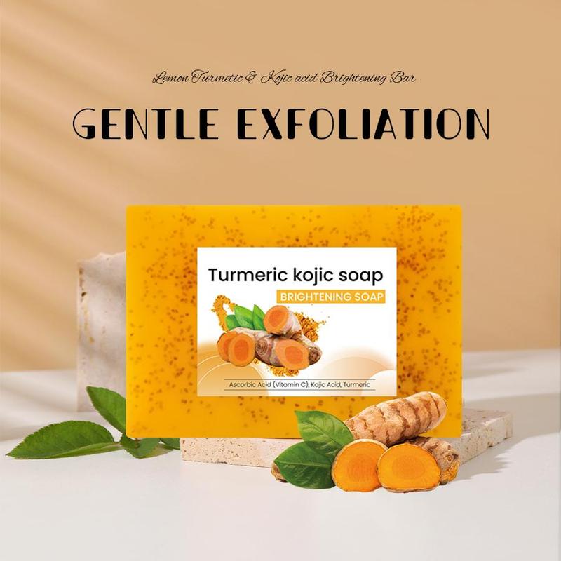 Turmeric Lemon Soap, 6 Counts set Deep Cleansing Body & Face Care Soap Bar with 2 Soap Nets, Skin Care Handmade Soaps for Men & Women