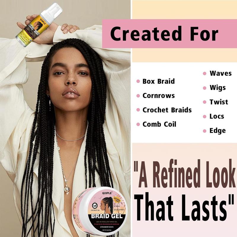 Smoothing Braid Gel for Perfect Braids, Locs, and Twists - High Shine, Frizz-Free, and Long-Lasting Hold