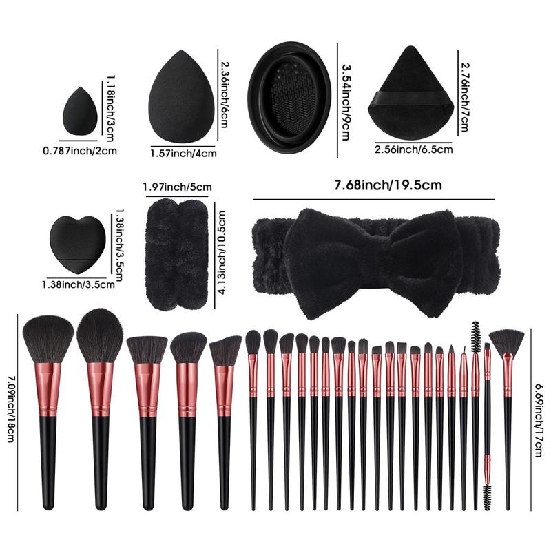 Makeup Tool Set, 45pcs set Makeup Brushes & Headband & Wrist Strap & Makeup Sponge & Powder Puff & Cleaning Bowl, Professional Makeup Tools for Women