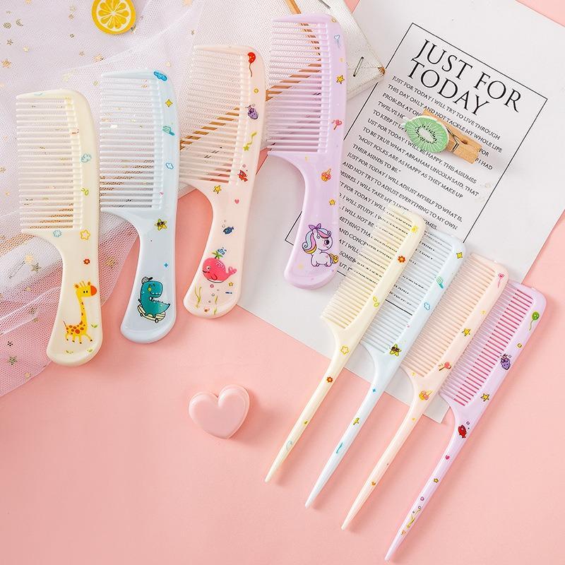 Cartoon Print Cute Hair Styling Comb, 1 Count Hair Styling Comb Set, Wet Dry Wide Tooth Hair Comb & Pointed Tail Hair Comb for Boys Girls Kids, Christmas Gift