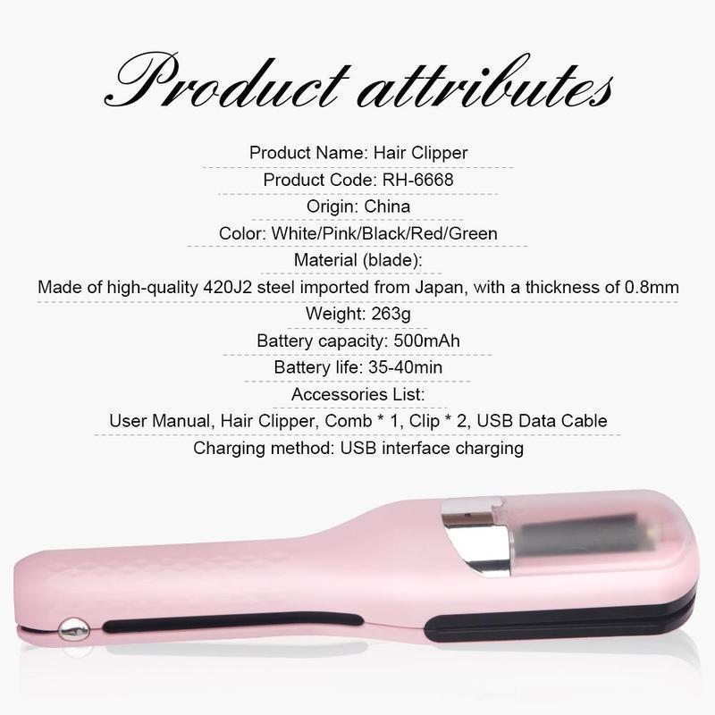 2 in 1 Hair Straightener Trimmer, 1 Set USB Rechargeable Hair Clipper for Women, Portable Hair Styling Tool for Home & Travel