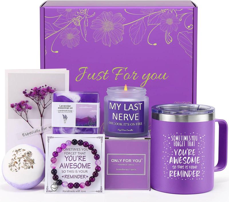 Christmas Thanksgiving Birthday Gifts for Women Self Care Gifts Relaxing Spa Gifts Care Package Unique Anniversary Violet Gifts Basket Kit for Mother Wife Bset Friend Sister Her