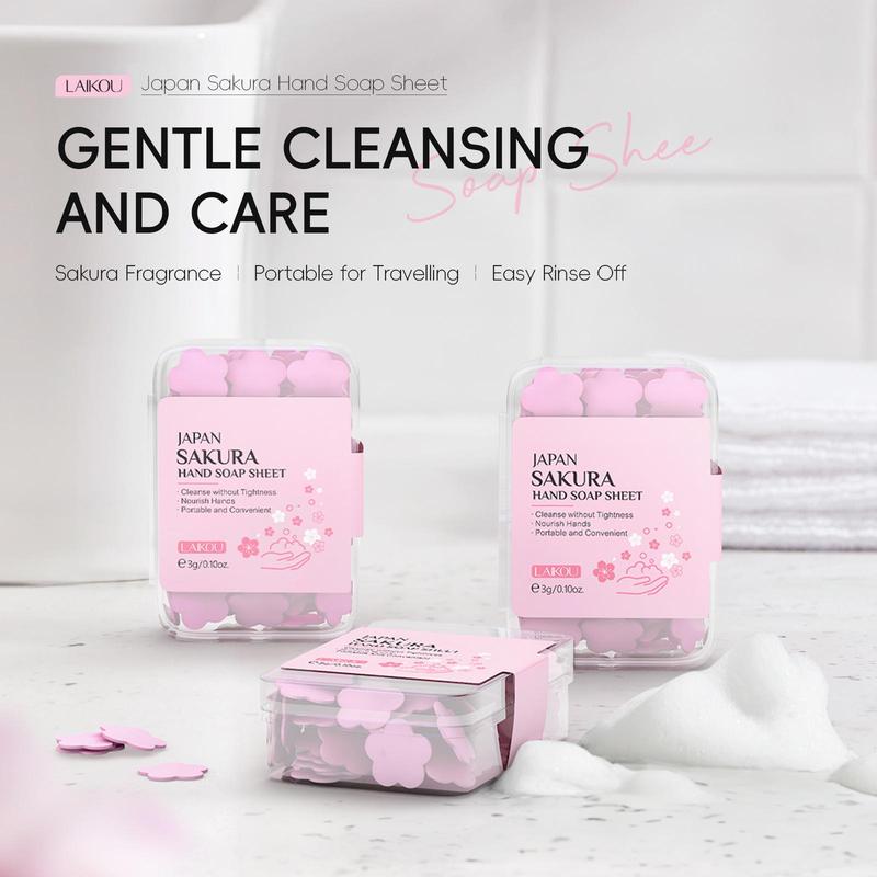 Sakura Hand Cream Set, 7 Counts set Hand Cleaning Soap Sheet & Hand Cream, Moisturizing Hand Care Product for Women & Girls