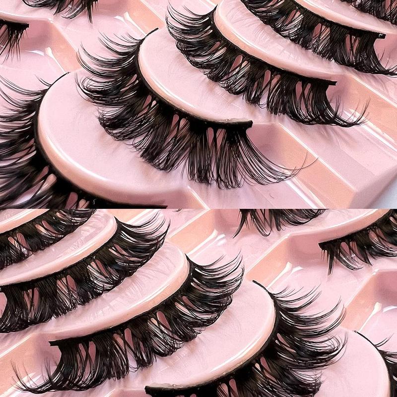 Fluffy Natural False Eyelashes for Lash Extensions, 10 Pairs Thick Curly Faux Eyelashes, Natural Curling Full Volume Cluster Lashes for Lashes Extensions