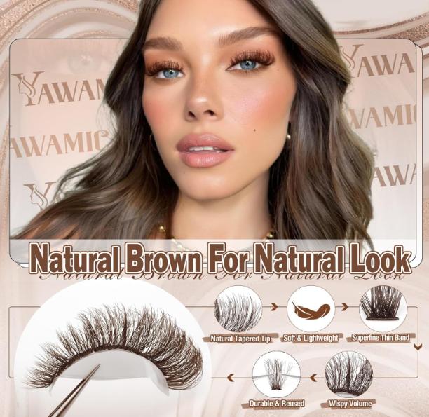 Brown Lash Clusters Fluffy Eyelash Extension 10-16mm Individual Lashes D Curl Eyelash Clusters 40D+50D+70D Volume 300pcs Cluster Lashes Pestañas Pelo a Pelo DIY Lash Extension at Home