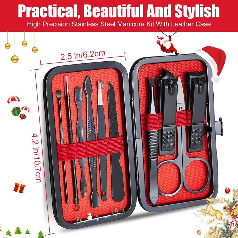 Manicure Set 10 in 1 Funny Mens Christmas Gifts  Clipper Kit Christmas Stocking Stuffers Mens Grooming Kit Travel  Set Santa Gifts for Men Momen Boys Husband Boyfriend Parents