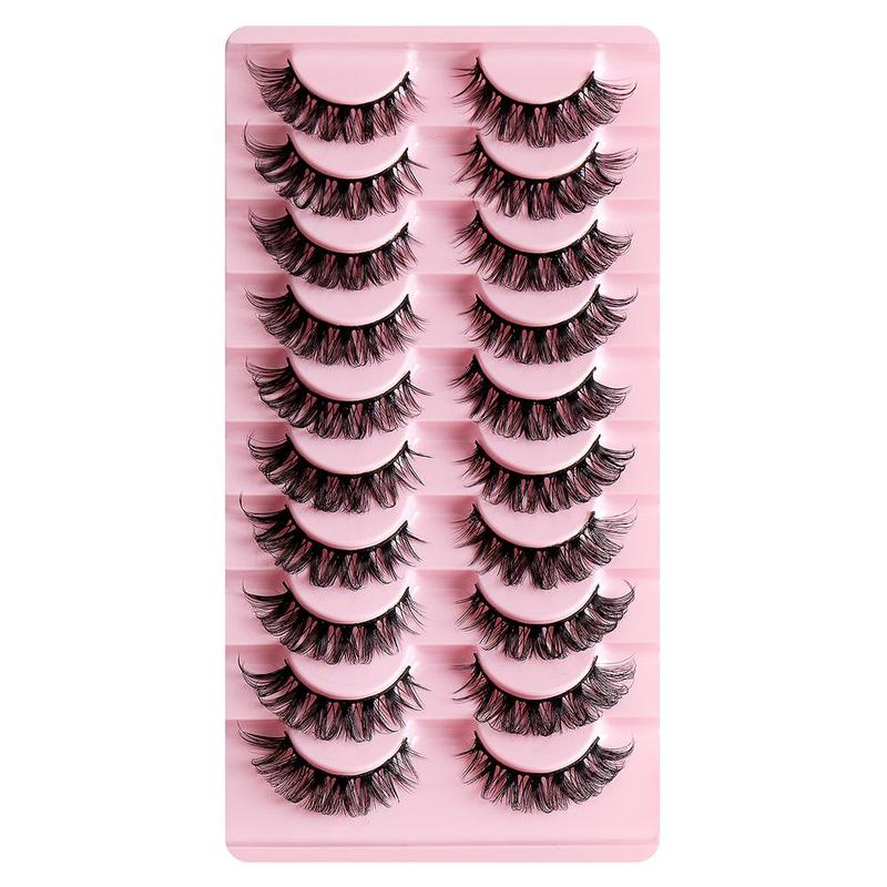 Fluffy Natural False Eyelashes for Lash Extensions, 10 Pairs Thick Curly Faux Eyelashes, Natural Curling Full Volume Cluster Lashes for Lashes Extensions