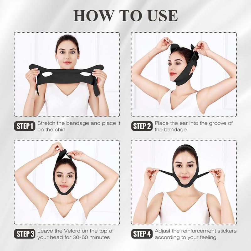 Chin Strap for Sleeping,Adjustable Chin Strap,Jaw Strap,Jawline Shaper,Face Slimming V Line Lifting Mask,Black,M Skincare Comfort