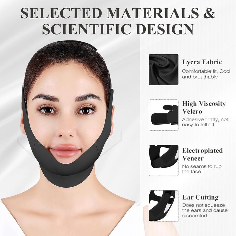 Chin Strap for Sleeping,Adjustable Chin Strap,Jaw Strap,Jawline Shaper,Face Slimming V Line Lifting Mask,Black,M Skincare Comfort