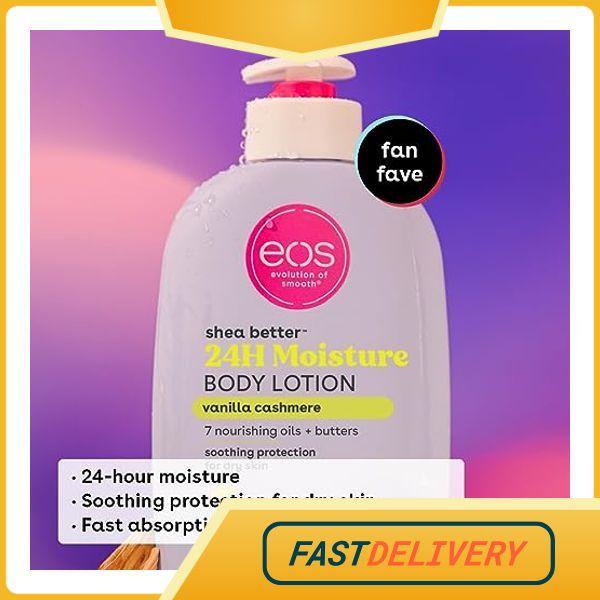 eos Shea Better Body Lotion- Vanilla Cashmere, 24-Hour Moisture Skin Care, Lightweight & Non-Greasy, Made with Natural Shea, Vegan, 16 fl oz