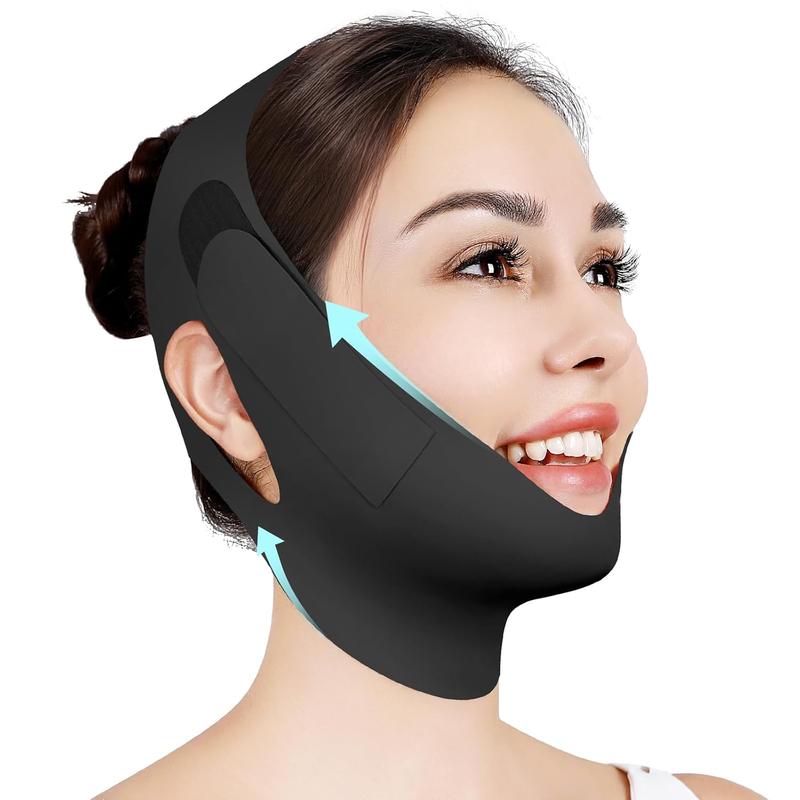 Chin Strap for Sleeping,Adjustable Chin Strap,Jaw Strap,Jawline Shaper,Face Slimming V Line Lifting Mask,Black,M Skincare Comfort