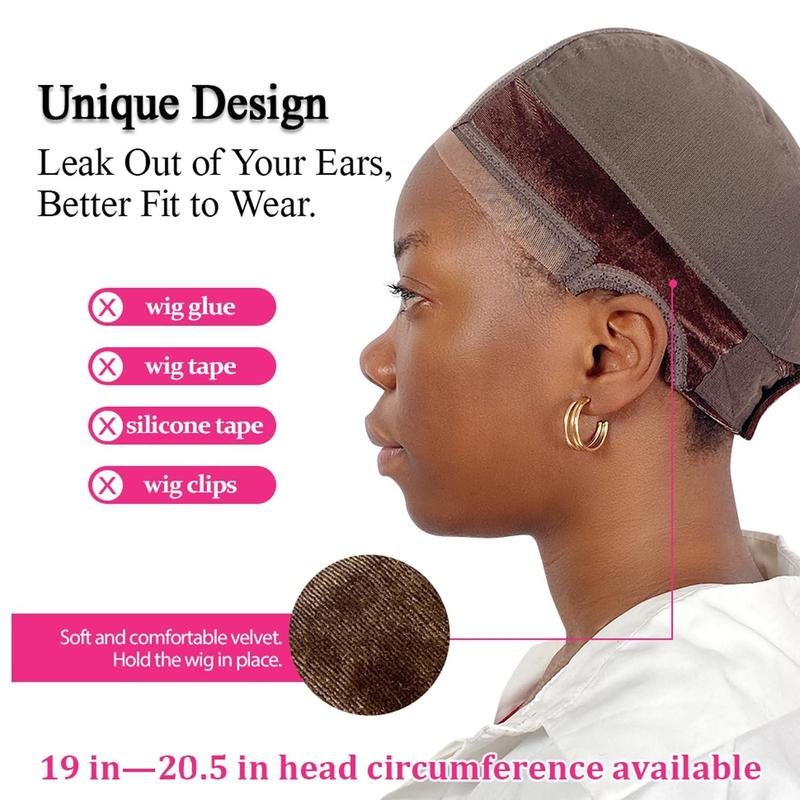 Wig Cap with Grip Band for Keeping Wigs in Place, 1 Count Adjustable Dome Mesh Cap with Showing Off Ears, Non Slip Cap Let Wig Be Glueless, Christmas Gift