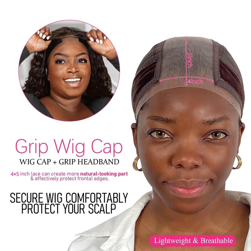 Wig Cap with Grip Band for Keeping Wigs in Place, 1 Count Adjustable Dome Mesh Cap with Showing Off Ears, Non Slip Cap Let Wig Be Glueless, Christmas Gift