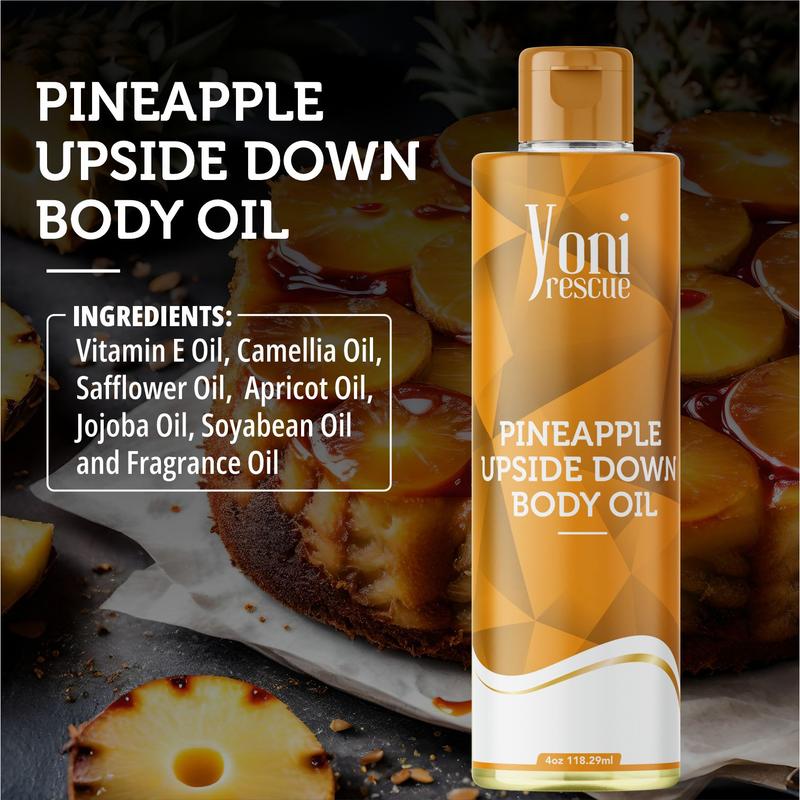 Pineapple Upside Down Body Oil, 4oz, with Apricot, Jojoba, Avocado Oils & Vitamin E Oil, Fast-Absorbing, Nourishes and Hydrates Skin, Skin Repair, Body Care, Ideal for All Skin Types, Tropical Fragrance Moisturizer by Yoni Rescue