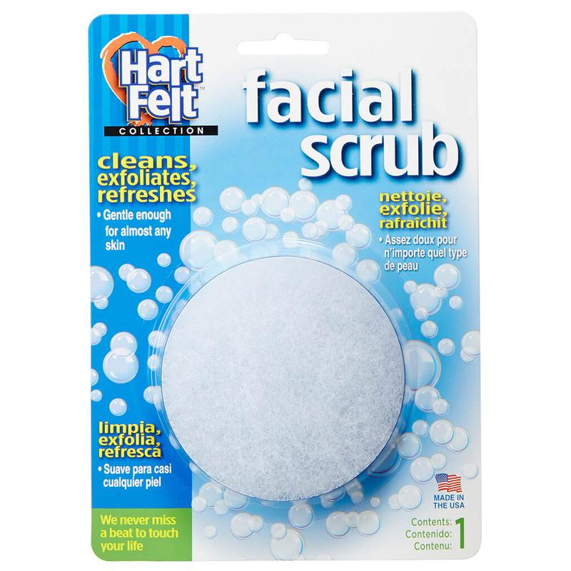 HartFelt Facial Scrub Round Exfoliating Skin Care Sponge Pad, Made in USA, Home Facial, Use with Favorite Cream