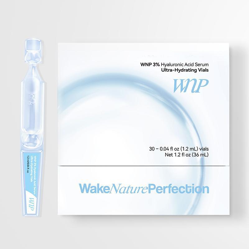 2pcs WNP Ultra-Hydrating Serum-1.2ml*30-Vegan, 3% Hyaluronic Acid Glass Skin Single,Single-use vial, facial moisturizing and nourishing serum, comfortable skin care