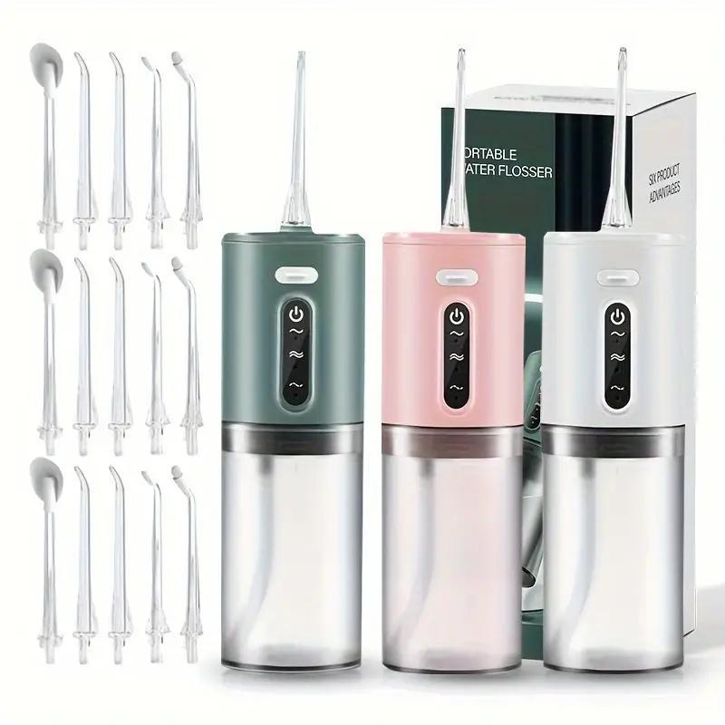 Electric Water Flosser Rechargeable Water Toothpick Dental Cleaning and Flossing Water Dental Portable Floss Rinser Oral Water Flosser Travel Adults 5 Nozzle Halloween, Thanksgiving, Christmas gifts Cleansing