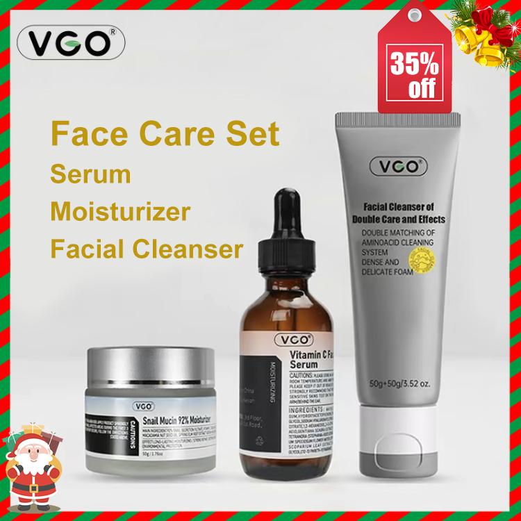 VGO Vitamin C Serum, Moisturizer, and Facial Cleanser Set Cleansing Moisturizing Suitable for sensitive skin-Live Skincare Radiance- B-Allin Facial Serum Comfort