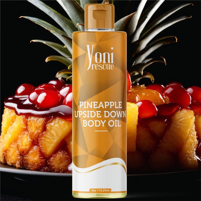 Pineapple Upside Down Body Oil, 4oz, with Apricot, Jojoba, Avocado Oils & Vitamin E Oil, Fast-Absorbing, Nourishes and Hydrates Skin, Skin Repair, Body Care, Ideal for All Skin Types, Tropical Fragrance Moisturizer by Yoni Rescue