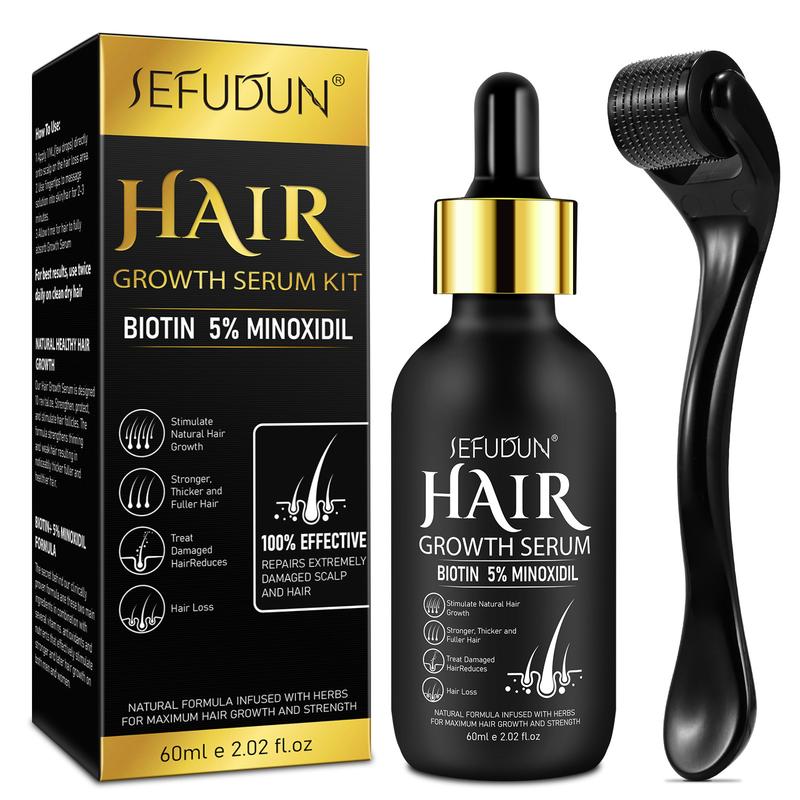 Sefudun 5 % Minoxidil Hair Serum, 60ml Available morning and evening for Longer Thicker Hair, Thanksgiving Christmas Gift