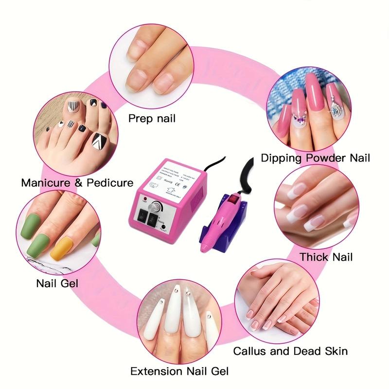 Professional Electric Nail Drill Machine Set, 1 Set Nails Care Low Noise Manicure Set with Sanding Ring for Acrylic Nail Drill, Gel Remover Polisher, Nail Art Tool for Home & Salon Use, Electric Foot File, Nail Care Products