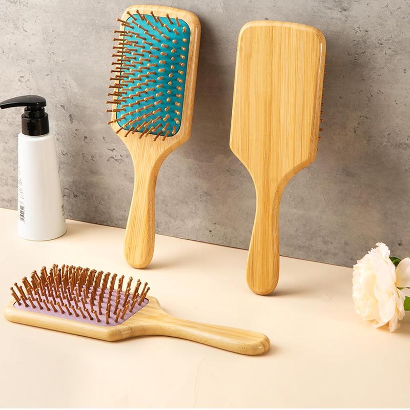 Hair Brush-Bamboo Wood Paddle Brush for Women Men Massaging Scalp Increase Hair Growth