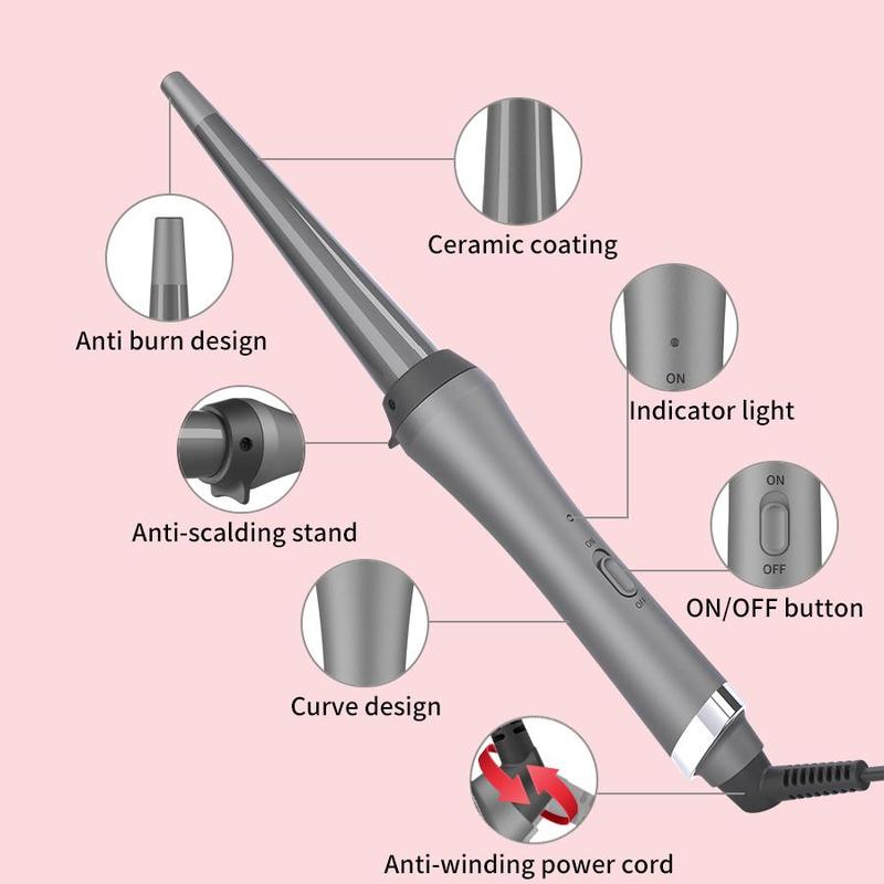 Ceramic Hair Curler, Instant Heating Hair Curling Wand with Anti-scalding Stand, Professional Hair Styling Tool for Women & Girls