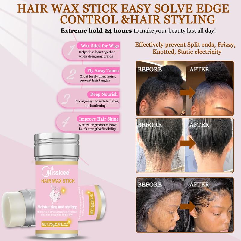 Lace Front Wig Adhesive Kit with Strong Hold, Includes Wig Glue Remover, Hair Wax Stick, Edge Control Gel, and Elastic Band for Easy Hair Styling